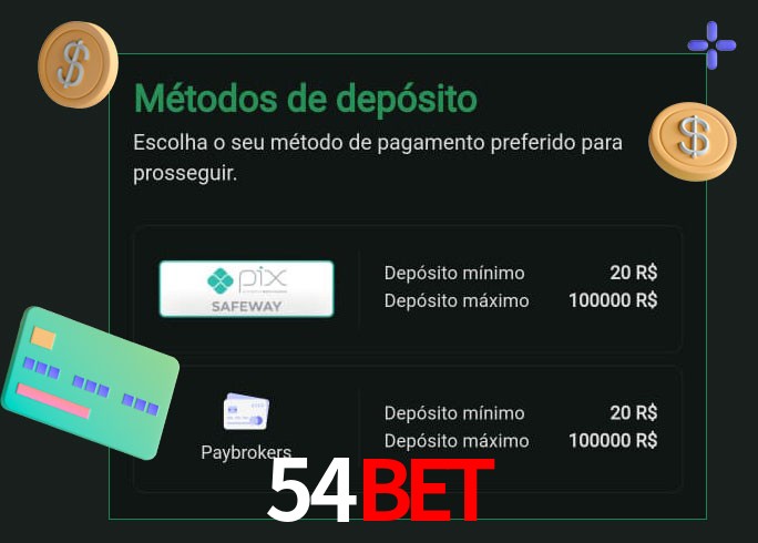O cassino 54BETbet oferece uma grande variedade de métodos de pagamento
